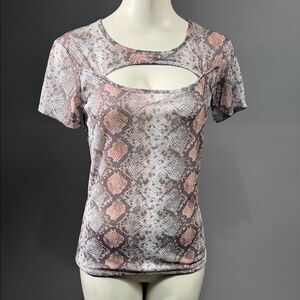 J for Justify Pink and Gray Snake Print Cutout Tee (rack 5)